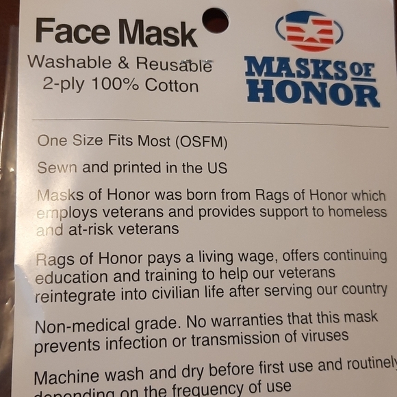 Face Masks 2 for 1 Made in USA NWT - Picture 3 of 6